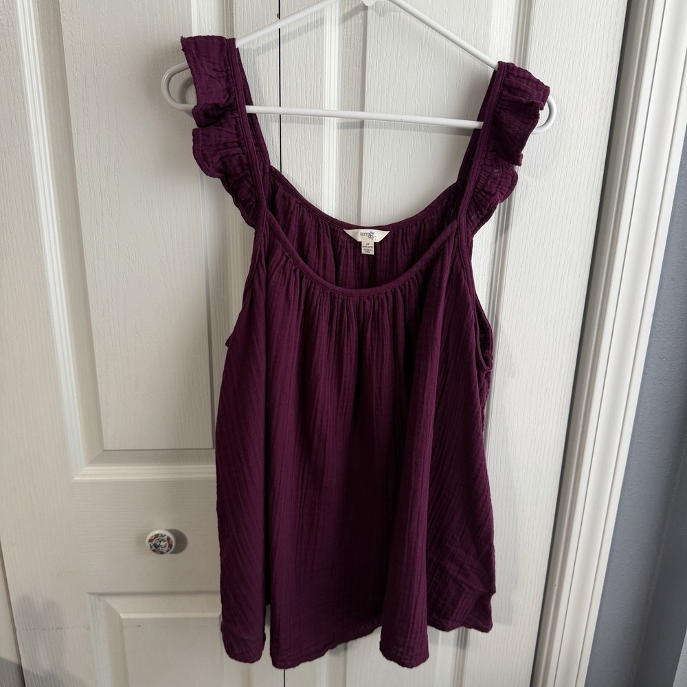 Terra & Sky Purple Ruffle Strap Tank Top Women's Size 2X Office Boho Preppy